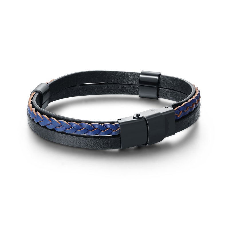 Bracciale in Similpelle Intreccio Blu Regolabile