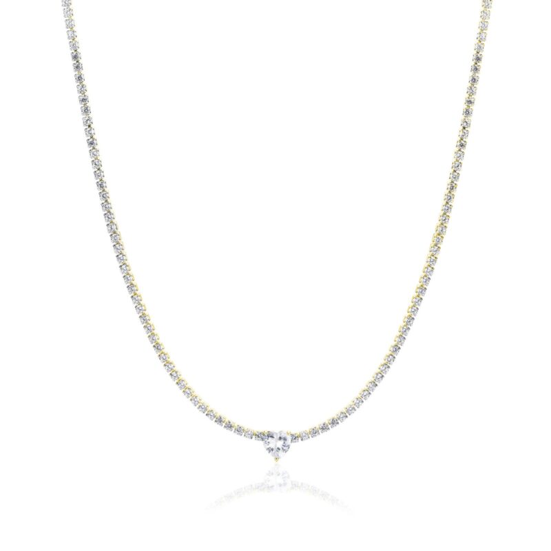 Collana Tennis con Cristallo a Cuore - immagine 2