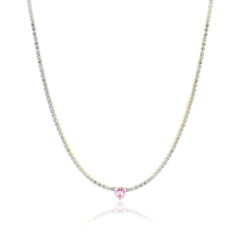 Collana Tennis con Cristallo a Cuore - immagine 4