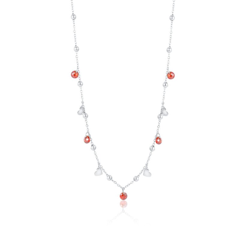 Collana Catena Pallini Cuori e Cristalli