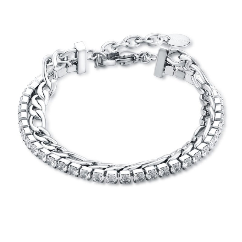 Bracciale Tennis 3mm con catena figaro