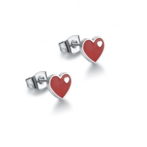 Orecchini Cuore Smalto Rosso