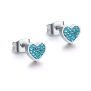 Orecchini lobo cuore con cristalli azzurri