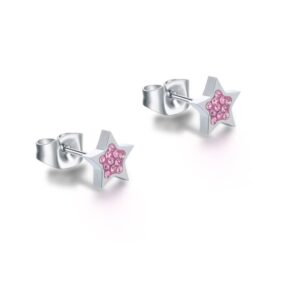 Orecchini lobo stella con cristalli rosa