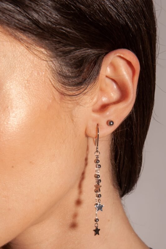 Orecchini Pendenti Stelline Acciaio - immagine 2