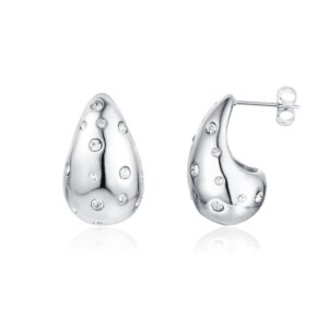 Orecchino Drop Cristalli Acciaio