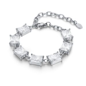 Bracciale Cristalli Baguette Acciaio