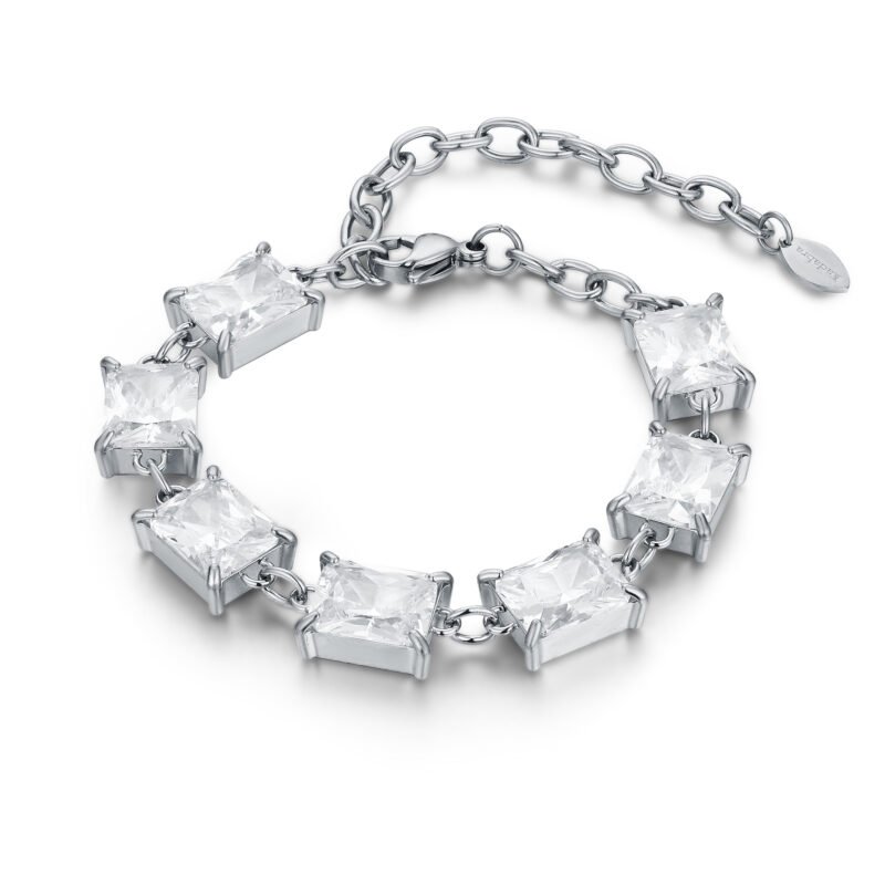 Bracciale Cristalli Baguette Acciaio
