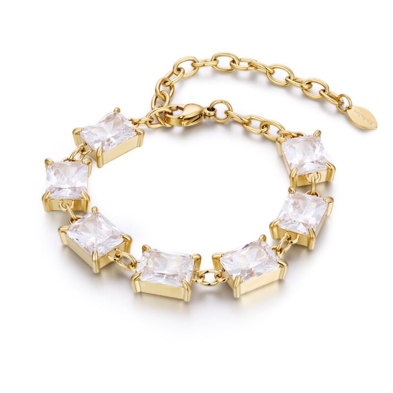 Bracciale Cristalli Baguette pvd Oro