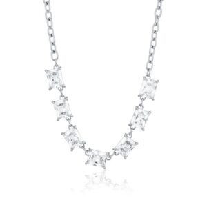 Collana Cristalli Baguette Acciaio