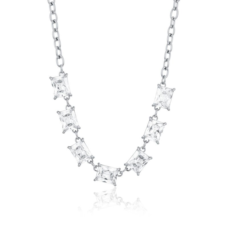 Collana Cristalli Baguette Acciaio