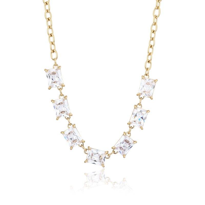 Collana Cristalli Baguette pvd Oro