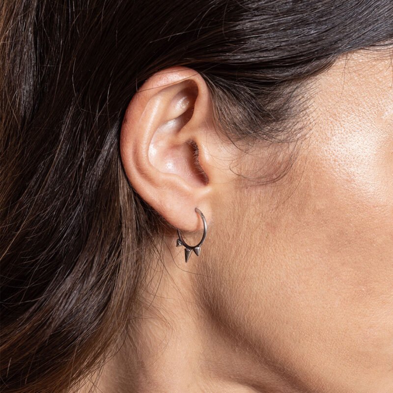 Orecchino singolo cerchio con 3 punte - immagine 2