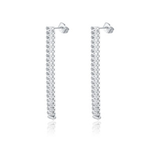 Orecchini Pendenti Tennis Baguette Bianco