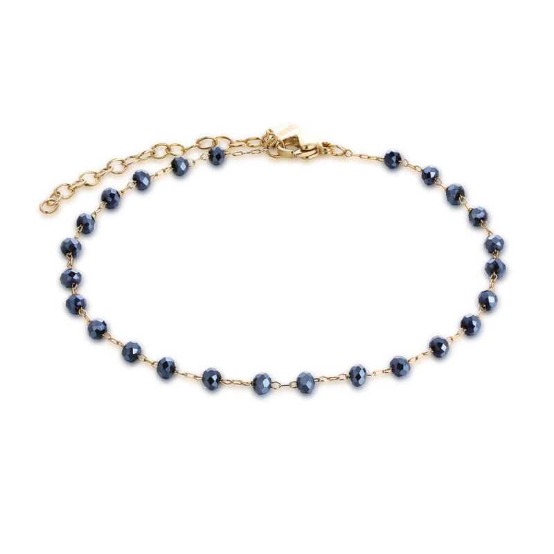 Cavigliera Dorata Cristalli Neri