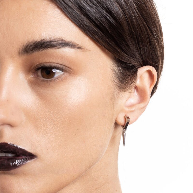 Orecchino singolo diamante punta pendente - immagine 2