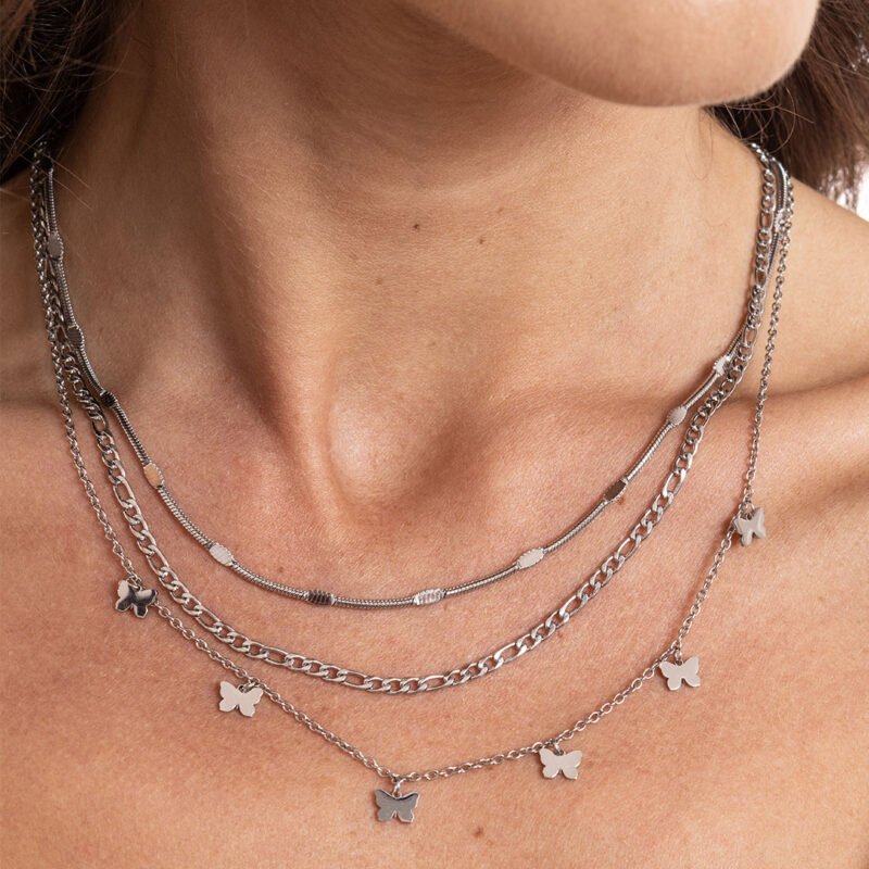 Collana Triplo Filo con Farfalle - immagine 2