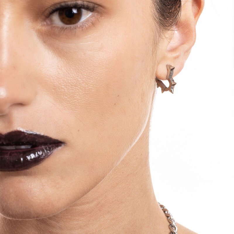 Orecchino singolo cuore con punte - immagine 2