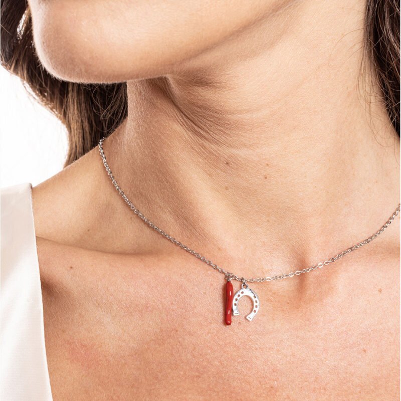 Collana Cornetto Rosso e Ferro di Cavallo - immagine 2