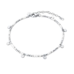 Cavigliera con Medaglie e Perline Bianche