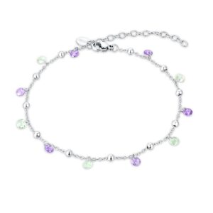 Cavigliera Cristalli Viola e Verdi