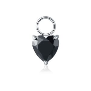 Charm Cristallo Cuore Nero