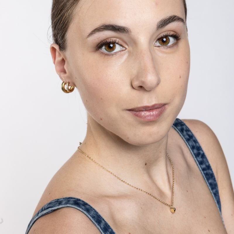 Orecchino Singolo Scattino Bombato 18 mm pvd oro - immagine 2