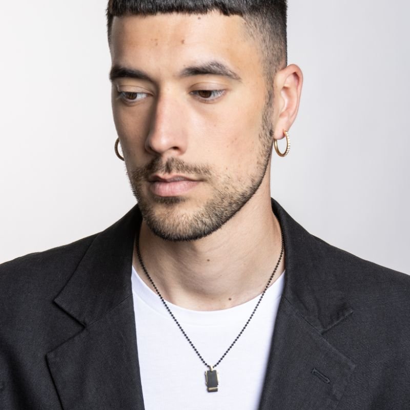 Collana Targa Nera e pvd oro - immagine 2