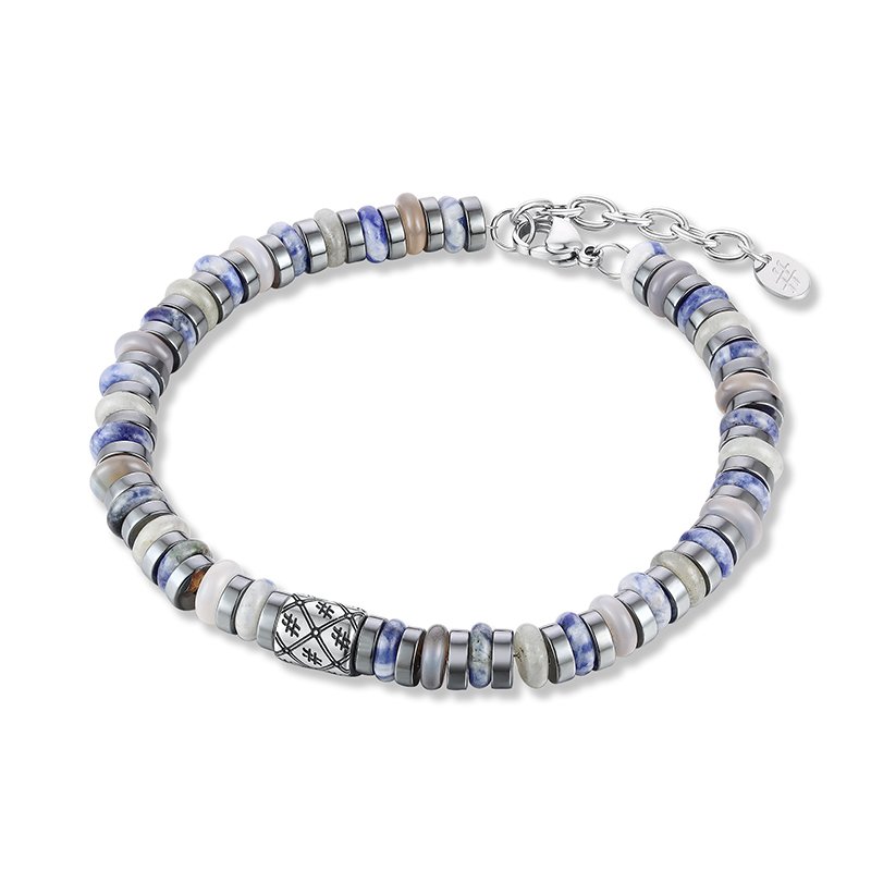 Bracciale Pietre Blu e Grigie ed Ematite