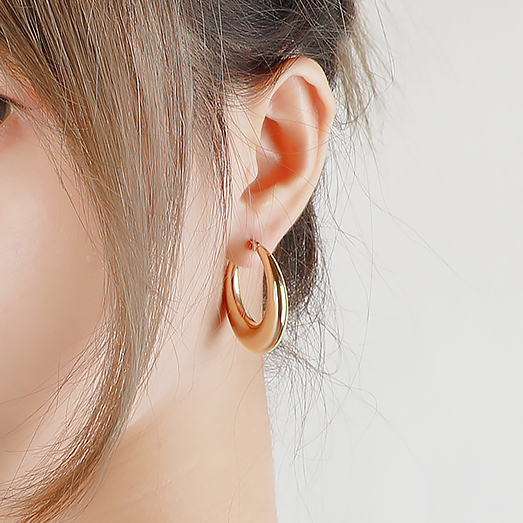 Orecchini Cerchio Bombato diam. 3cm Ip Oro - immagine 3