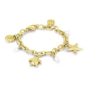 Bracciale Catena con Pendenti a Tema Marino PVD Oro