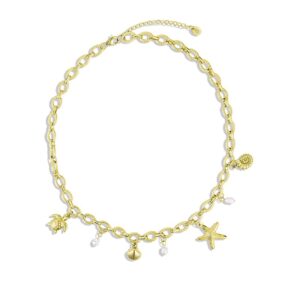 Collana Catena con Pendenti a Tema Marino PVD Oro