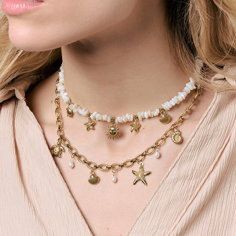 Collana Chips Madre Perla Con Pendenti Tema Marino - immagine 3
